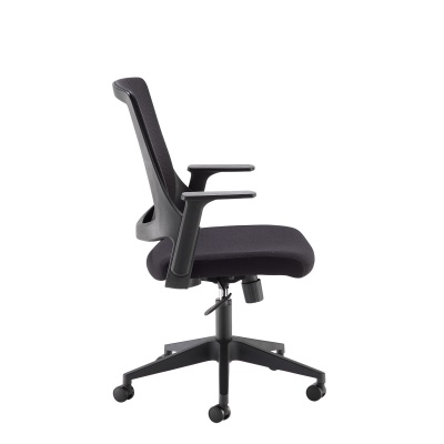 Duffy Black Mesh Back Operator Chair with Black Fabric Seat