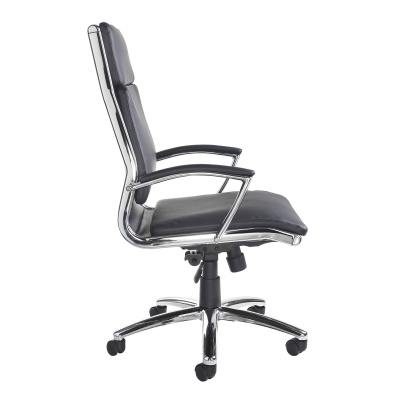 Florence High Back Executive Chair - Black Leather Faced