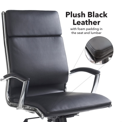 Florence High Back Executive Chair - Black Leather Faced