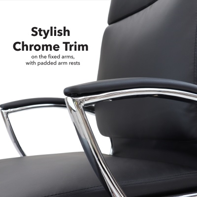 Florence High Back Executive Chair - Black Leather Faced