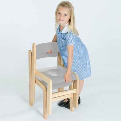 Tuf Class Wooden Chair Grey(Pack of 2)