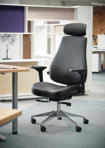 Franklin High Back 24 Hour Task Chair - Black Faux Leather