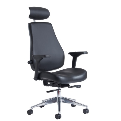 Franklin High Back 24 Hour Task Chair - Black Faux Leather