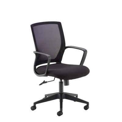 Jonas Black Mesh Back Operator Chair with Black Fabric Seat