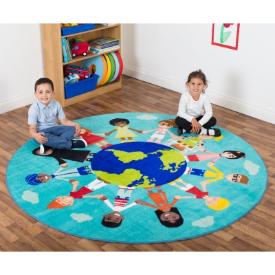 Children of the World Multi-Cultural Carpet - Teal