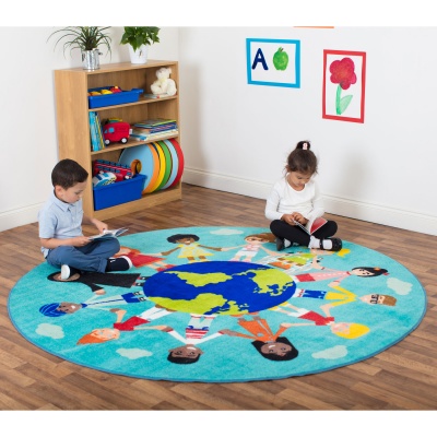 Children of the World Multi-Cultural Carpet - Teal