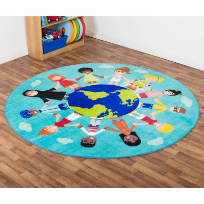 Children of the World Multi-Cultural Carpet - Teal