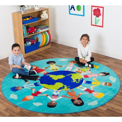 Children of the World Multi-Cultural Carpet - Teal