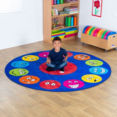 Emotions Faces Circular Carpet