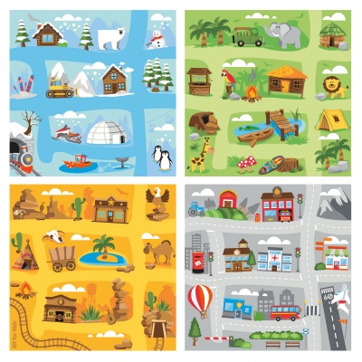 Small World Road Map Set 2 Indoor / Outdoor Carpets