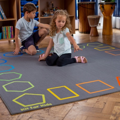 Essentials Rainbow Geometric Border Carpet