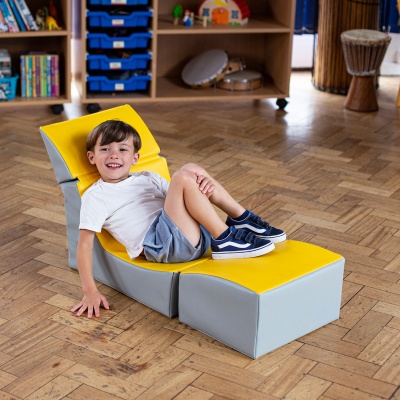 Folding Sensory Lounge Chair Single - Grey/Yellow