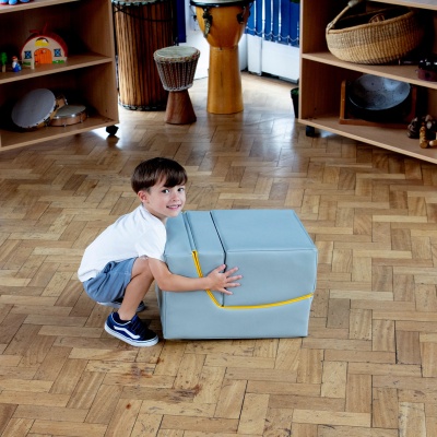 Folding Sensory Lounge Chair Single - Grey/Yellow