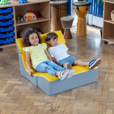 Folding Sensory Lounge Chair Double - Grey/Yellow