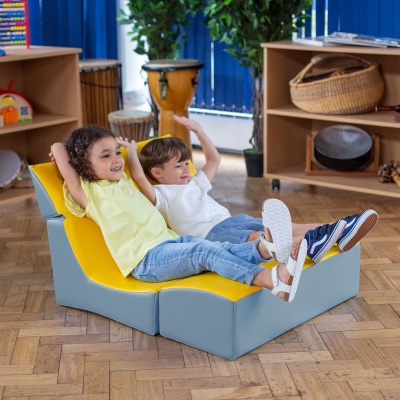 Folding Sensory Lounge Chair Double - Grey/Yellow