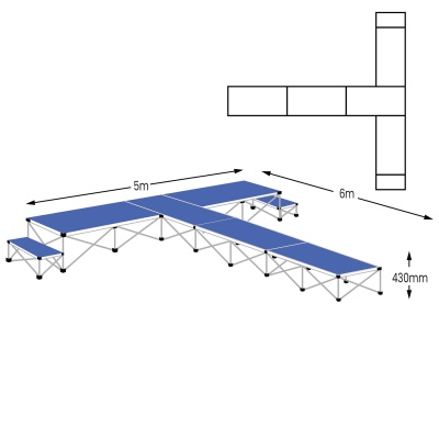 Gopak Ultralight T Shape Catwalk Stage Package Carpeted