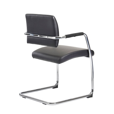 Bruges Meeting Room Cantilever Chair - Black Faux Leather (Pack of 2)