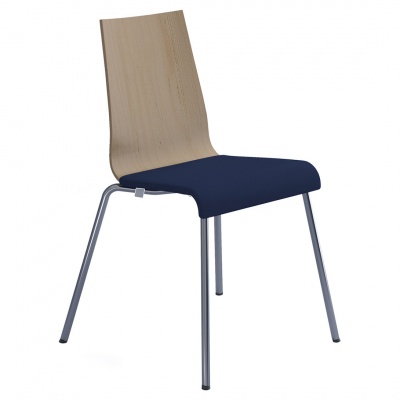 Fundamental Dining Chair Beech, Fabric Seat with Chrome Frame