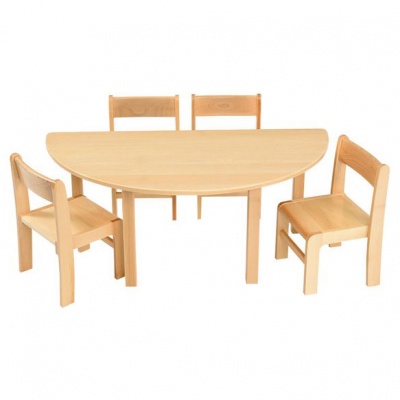 Children's Half-Round Wooden Table