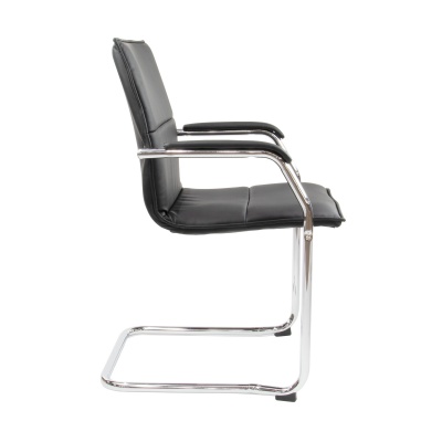 Essen Stackable Meeting Room Cantilever Chair - Black Faux Leather