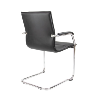 Essen Stackable Meeting Room Cantilever Chair - Black Faux Leather