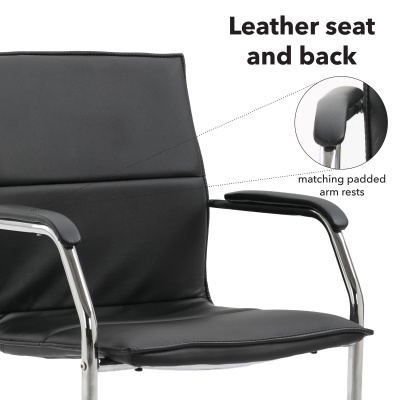 Essen Stackable Meeting Room Cantilever Chair - Black Faux Leather