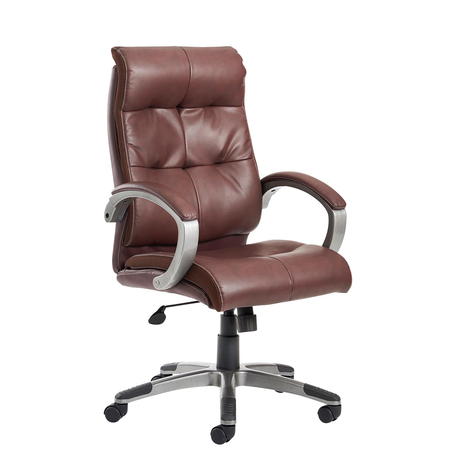 Catania High Back Managers Chair - Brown Leather Faced