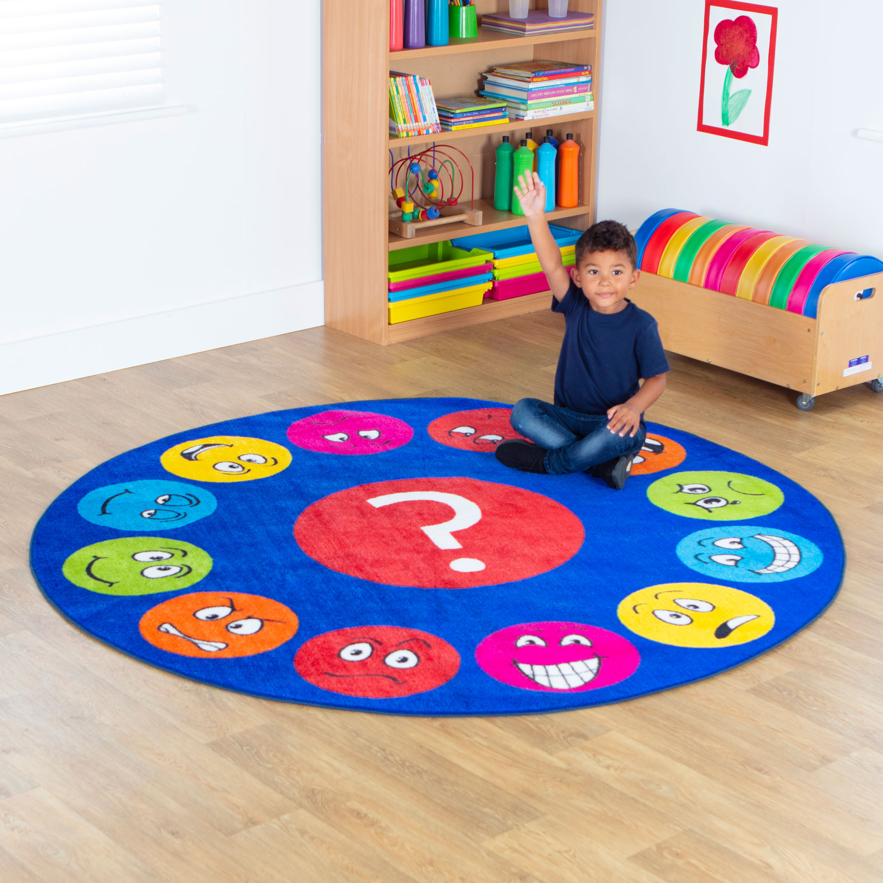 Emotions Faces Circular Carpet