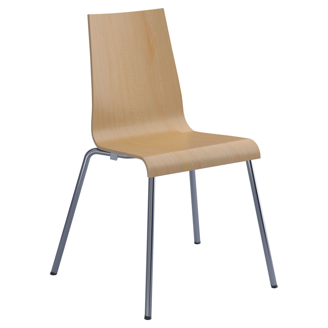 Fundamental Dining Chair Beech with Chrome Frame