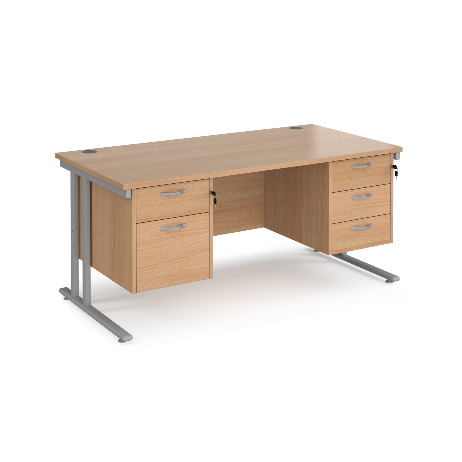 Maestro 25 Cantilever Leg Straight Desk with 2 & 3 Drawer Pedestals 800mm Deep