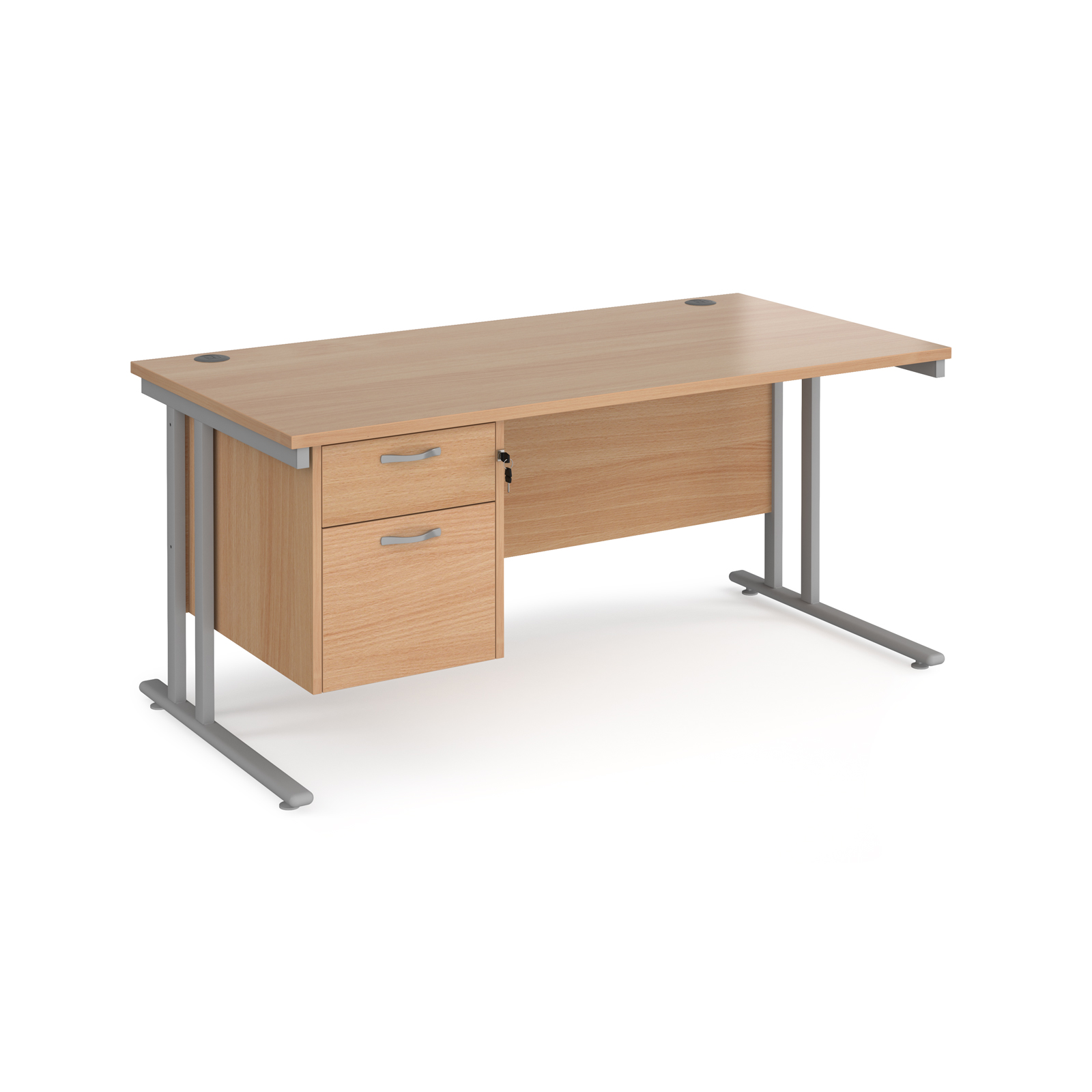 Maestro 25 Cantilever Leg Straight Desk with 2 Drawer Pedestal 800mm Deep