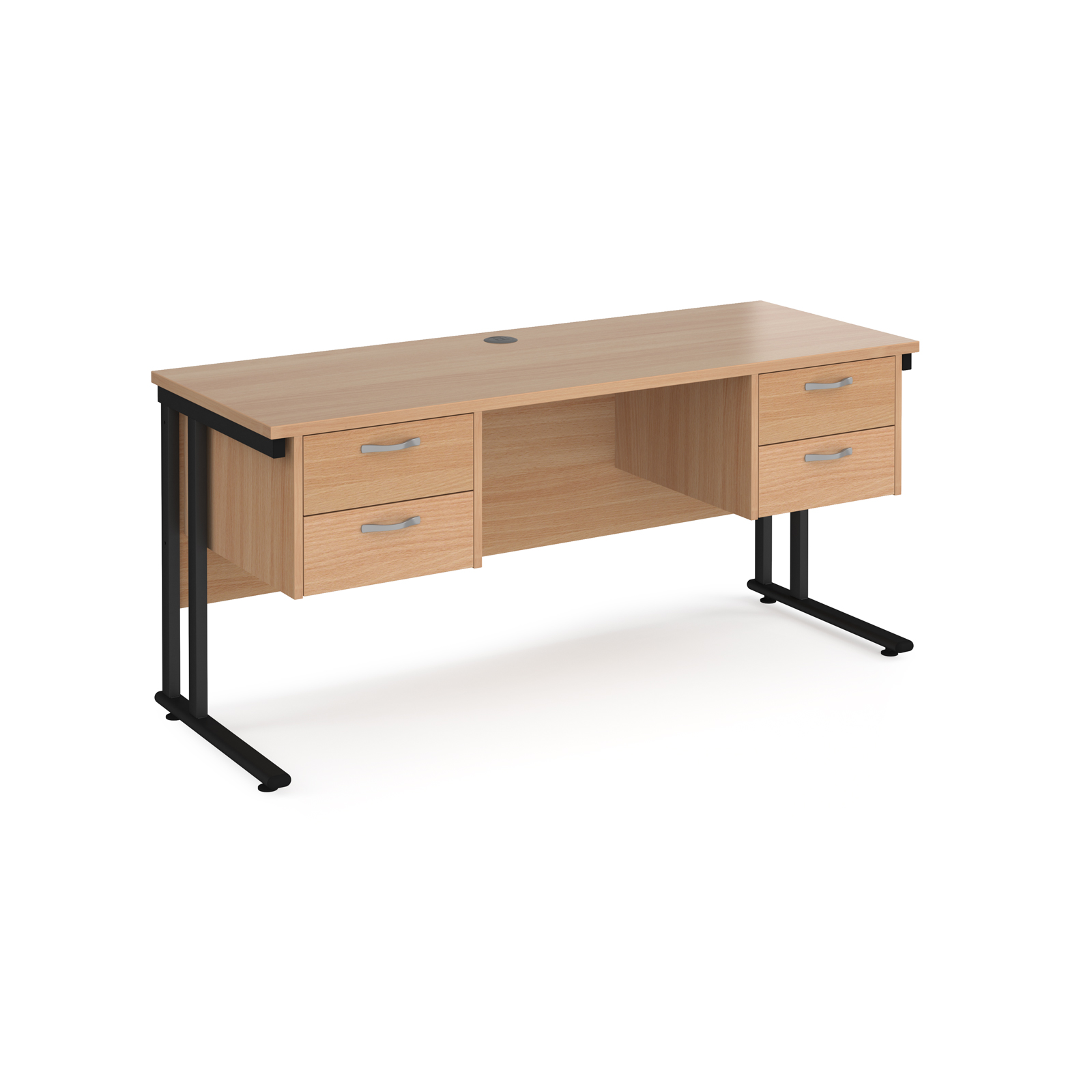 Maestro 25 Cantilever Leg Straight Desk with Two x 2 Drawer Pedestal 600mm Deep