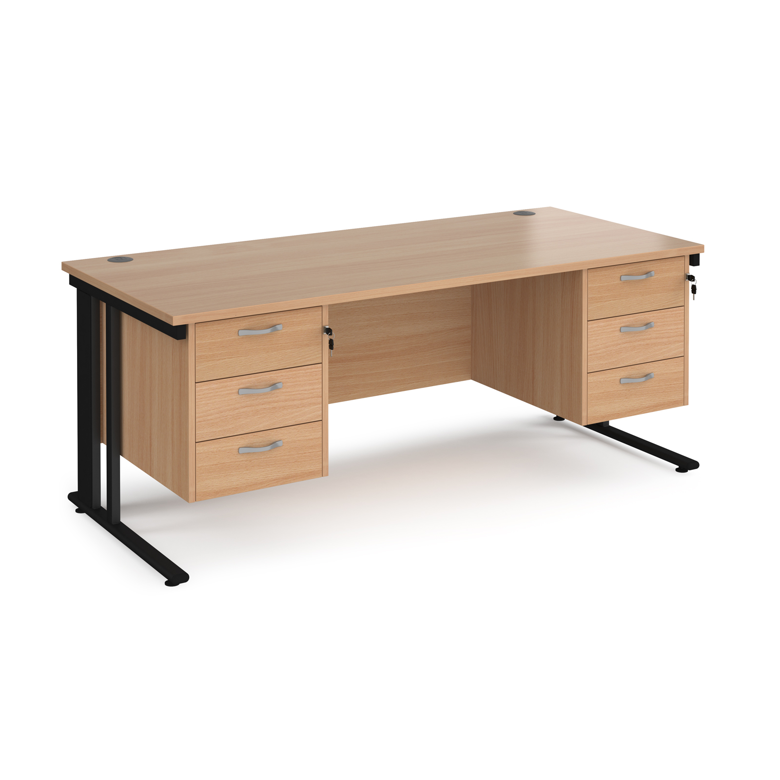 Maestro 25 Cable Managed Leg Straight Desk with Two x 3 Drawer Pedestal 800mm Deep