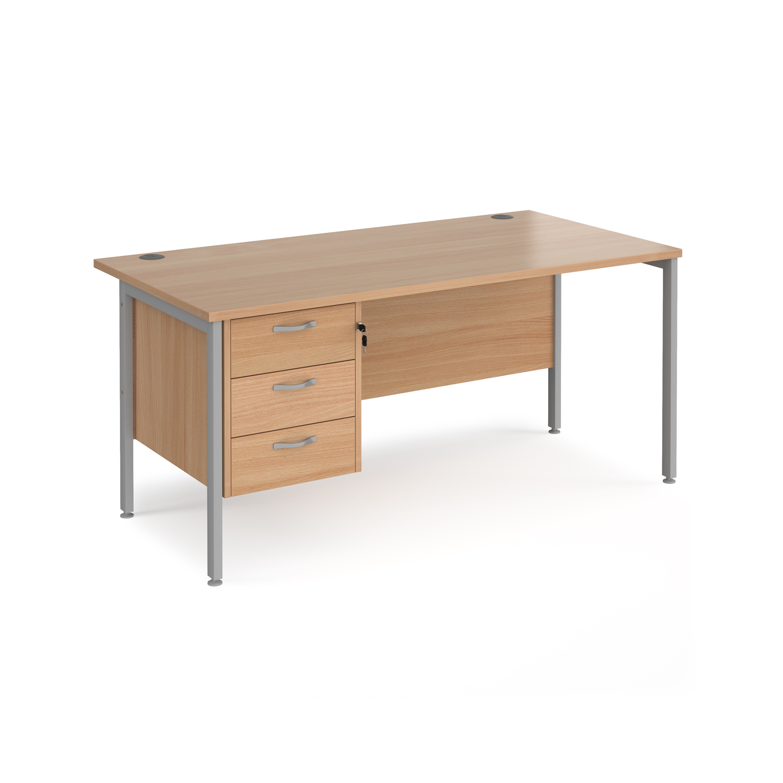 Maestro 25 H-Frame Leg Straight Desk with 3 Drawer Pedestal 800mm Deep