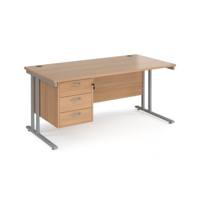 Maestro 25 Cantilever Leg Straight Desk with 3 Drawer Pedestal 800mm Deep