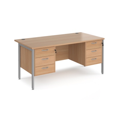 Maestro 25 H-Frame Leg Straight Desk with Two x 3 Drawer Pedestal 800mm Deep