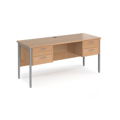 Maestro 25 H-Frame Leg Straight Desk with Two x 2 Drawer Pedestal 600mm Deep