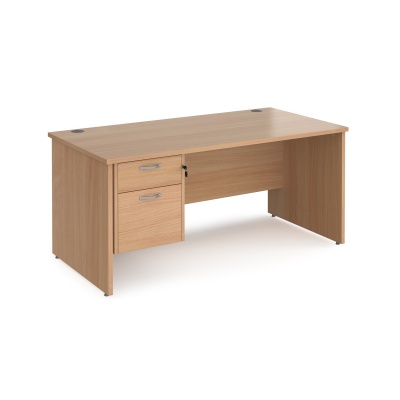 Maestro 25 Straight Desk with 2 Drawer Pedestal & Panel End Leg 800mm Deep