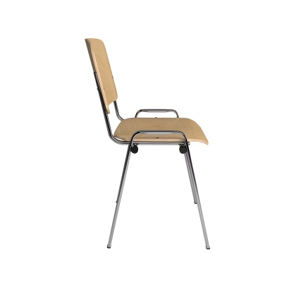 ISO Wooden Meeting Room Stackable Chair with Chrome Frame