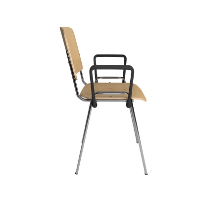 ISO Wooden Meeting Room Stackable Armchair with Chrome Frame