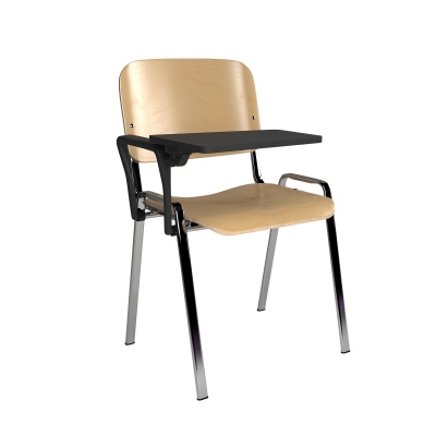 ISO Wooden Meeting Room Chair with Chrome Frame & Writing Tablet